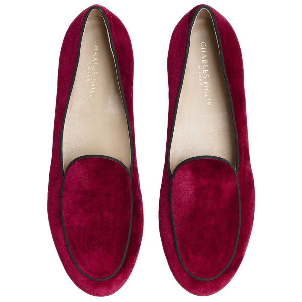 Charles Philip Red Velvet Loafer