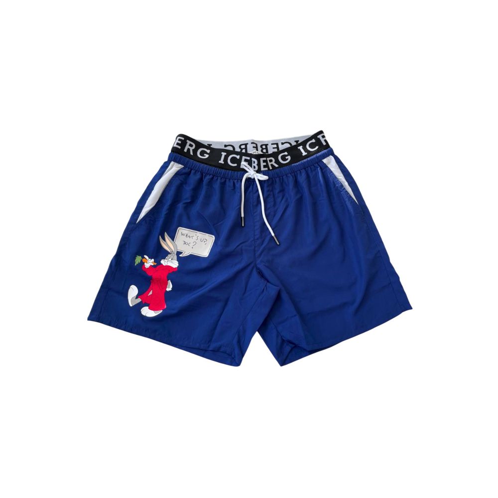 Iceberg Blue Polyester Men Swim Short