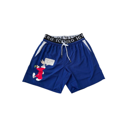 Iceberg Blue Polyester Men Swim Short