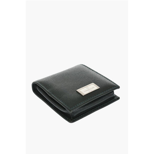 Corneliani Saffiano Leather Coin Purse with Silver-Tone Logo Plaque