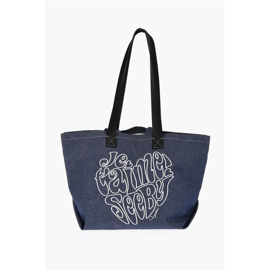 Chloé SEE BY Denim Tote Bag z reliefnim vezenjem