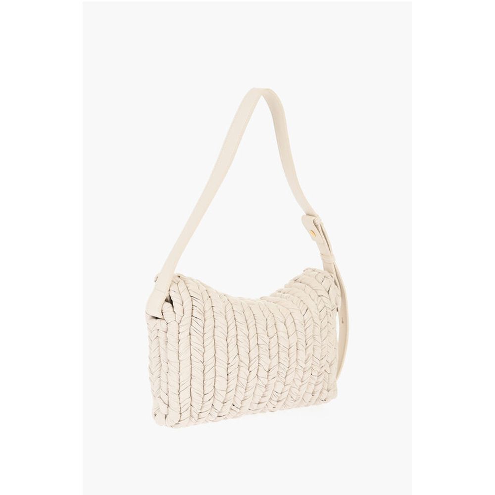Nanushka Braided Effect Faux Leather Baguette Bag