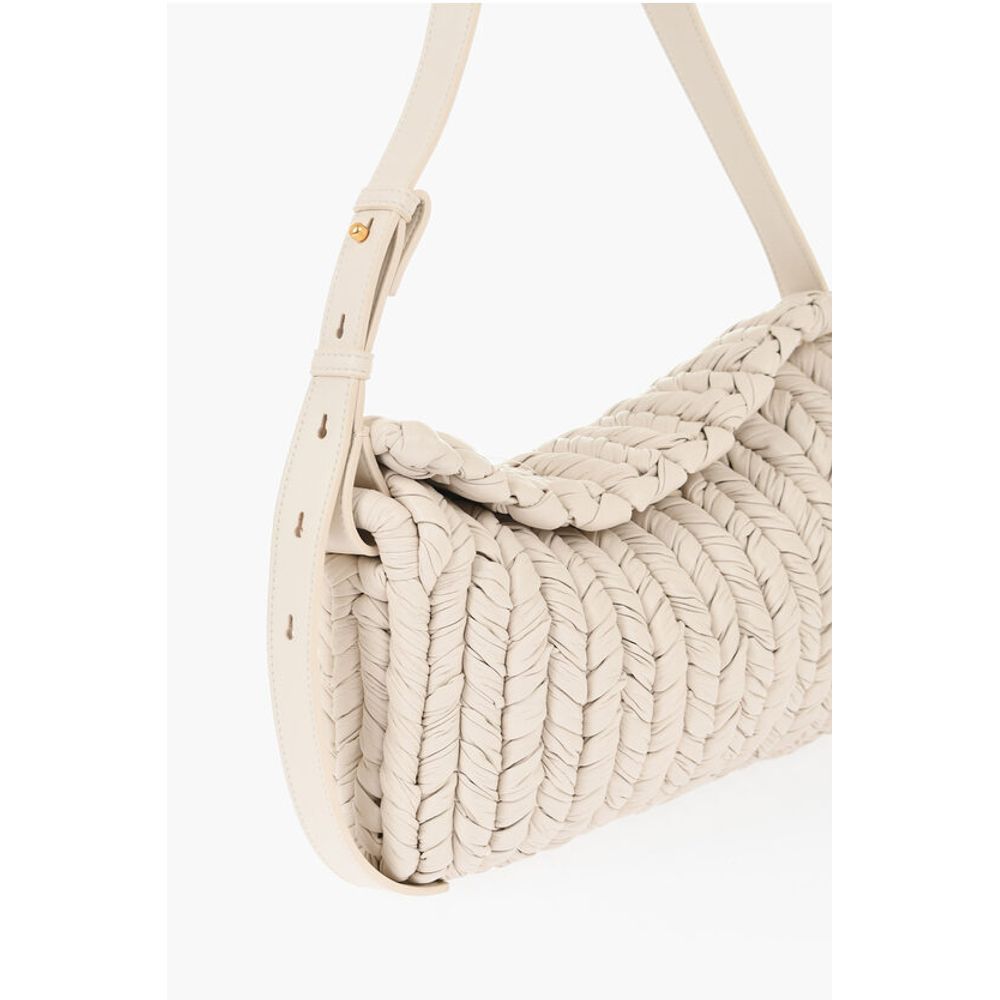 Nanushka Braided Effect Faux Leather Baguette Bag