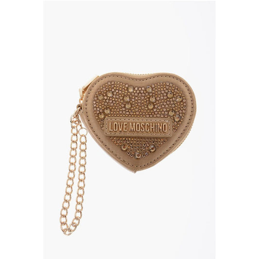 Moschino LOVE Denarček za kovance v obliki srca, okrašen s kristali