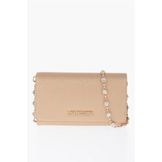 Moschino LOVE Saffiano denarnica iz umetnega usnja z odstranljivo verigo