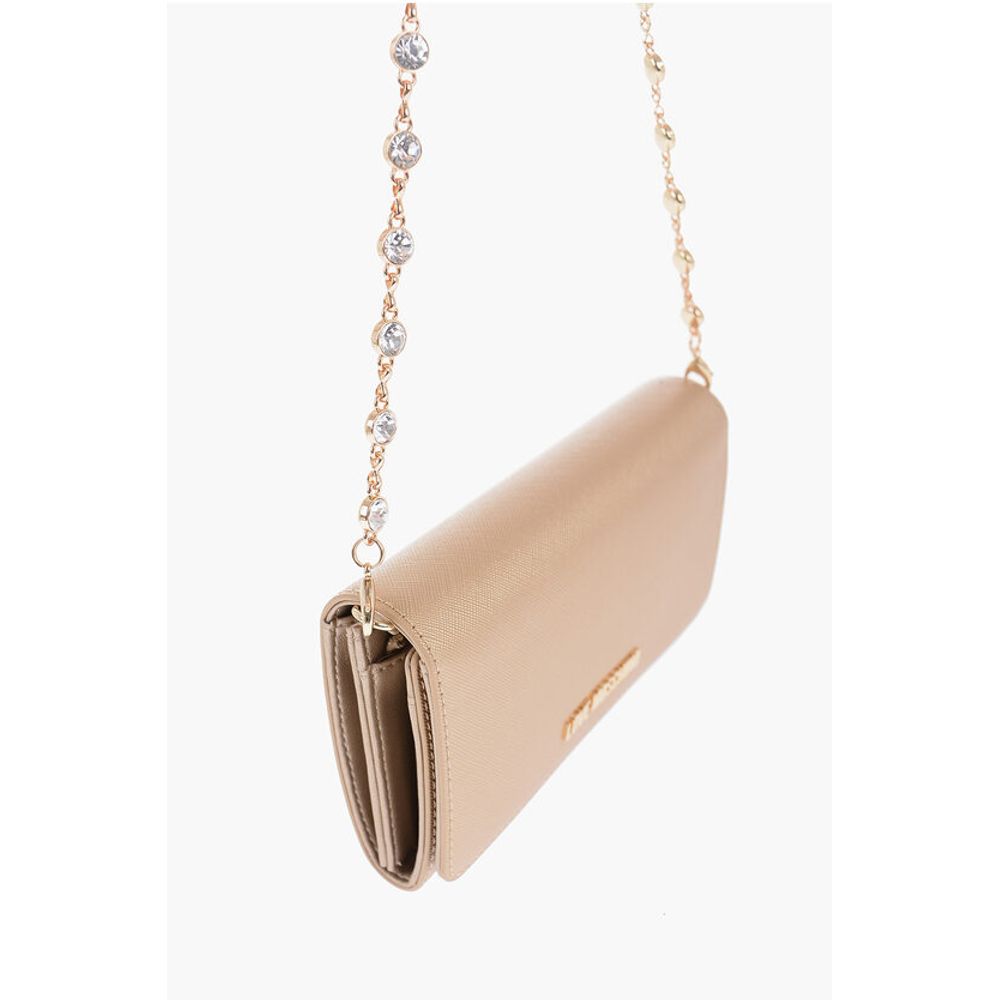 Moschino LOVE Saffiano denarnica iz umetnega usnja z odstranljivo verigo