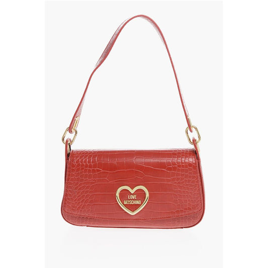 Moschino LOVE Crocodile Effect Faux Leather Shoulder Bag