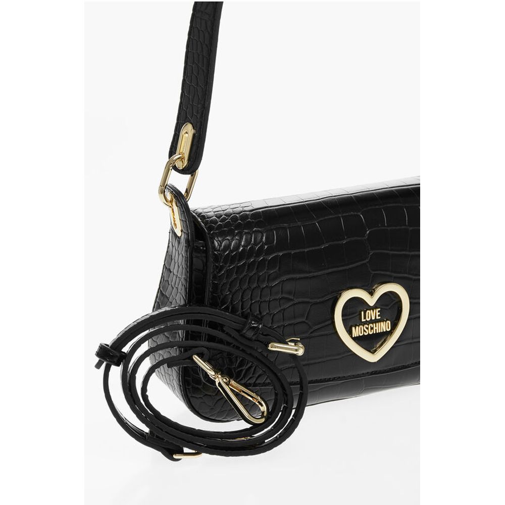 Moschino LOVE Crocodile Effect Faux Leather Shoulder Bag