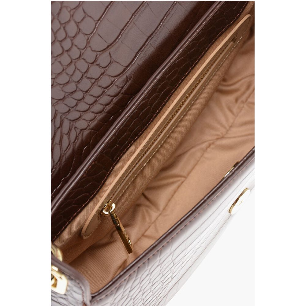 Moschino LOVE Crocodile Effect Faux Leather Shoulder Bag with Golden