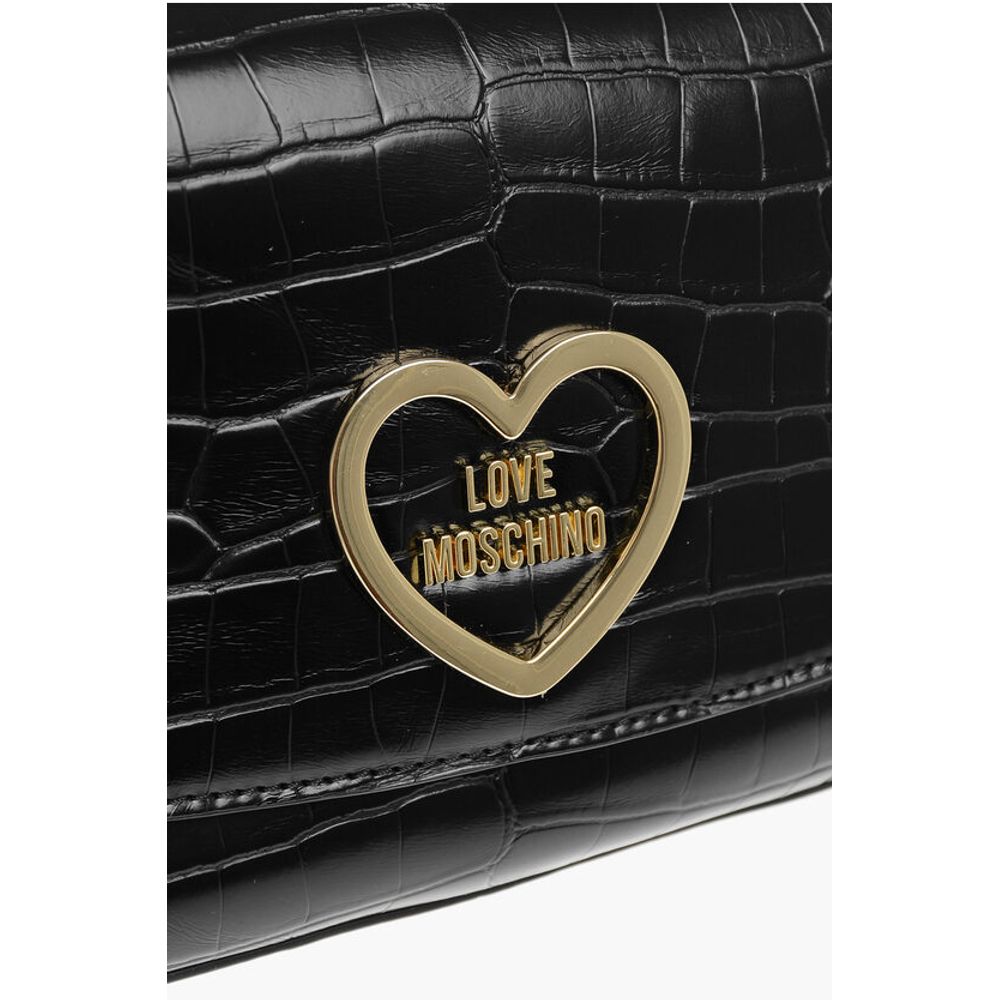 Moschino LOVE Crocodile Effect Faux Leather Shoulder Bag