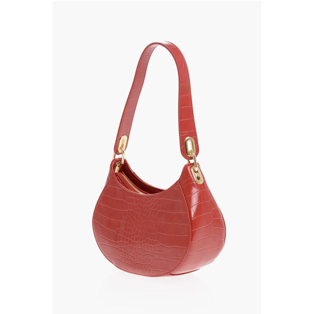 Moschino LOVE Crocodile Effect Faux Leather Hobo Bag with Golden Hear