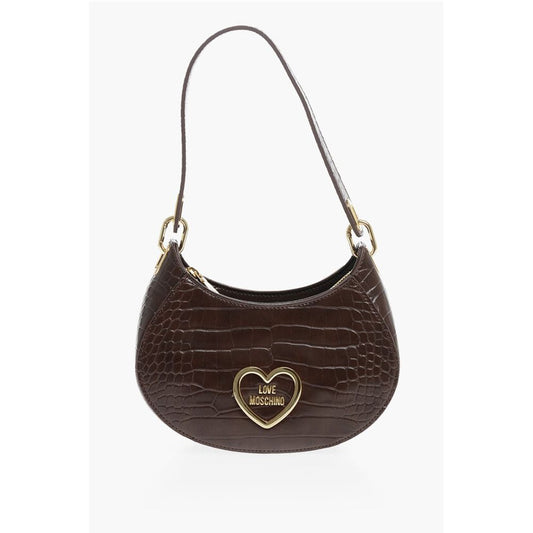 Moschino LOVE Crocodile Effect Faux Leather Hobo Bag