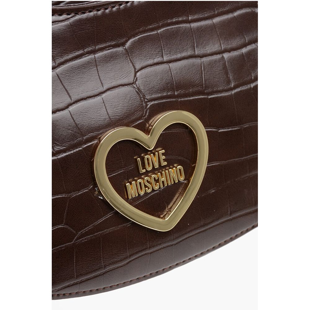 Moschino LOVE Crocodile Effect Faux Leather Hobo Bag