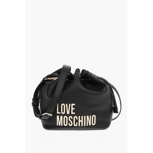 Moschino LOVE Faux Leather Bucket Bag with Golden Maxi Logo