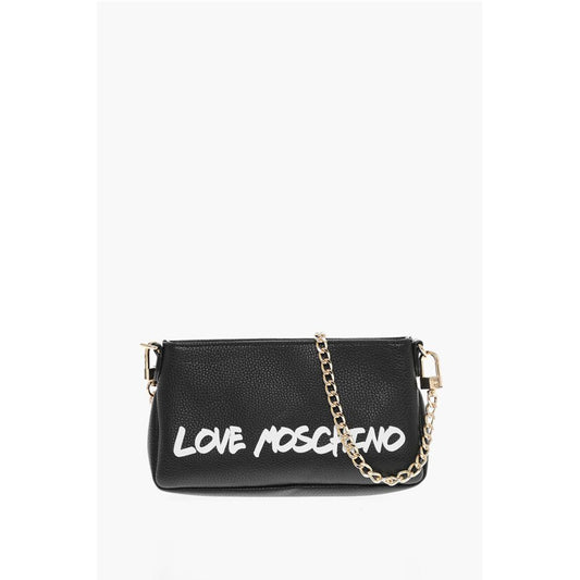 Moschino LOVE Textured Leather Shoulder Bag with Graffiti-Print