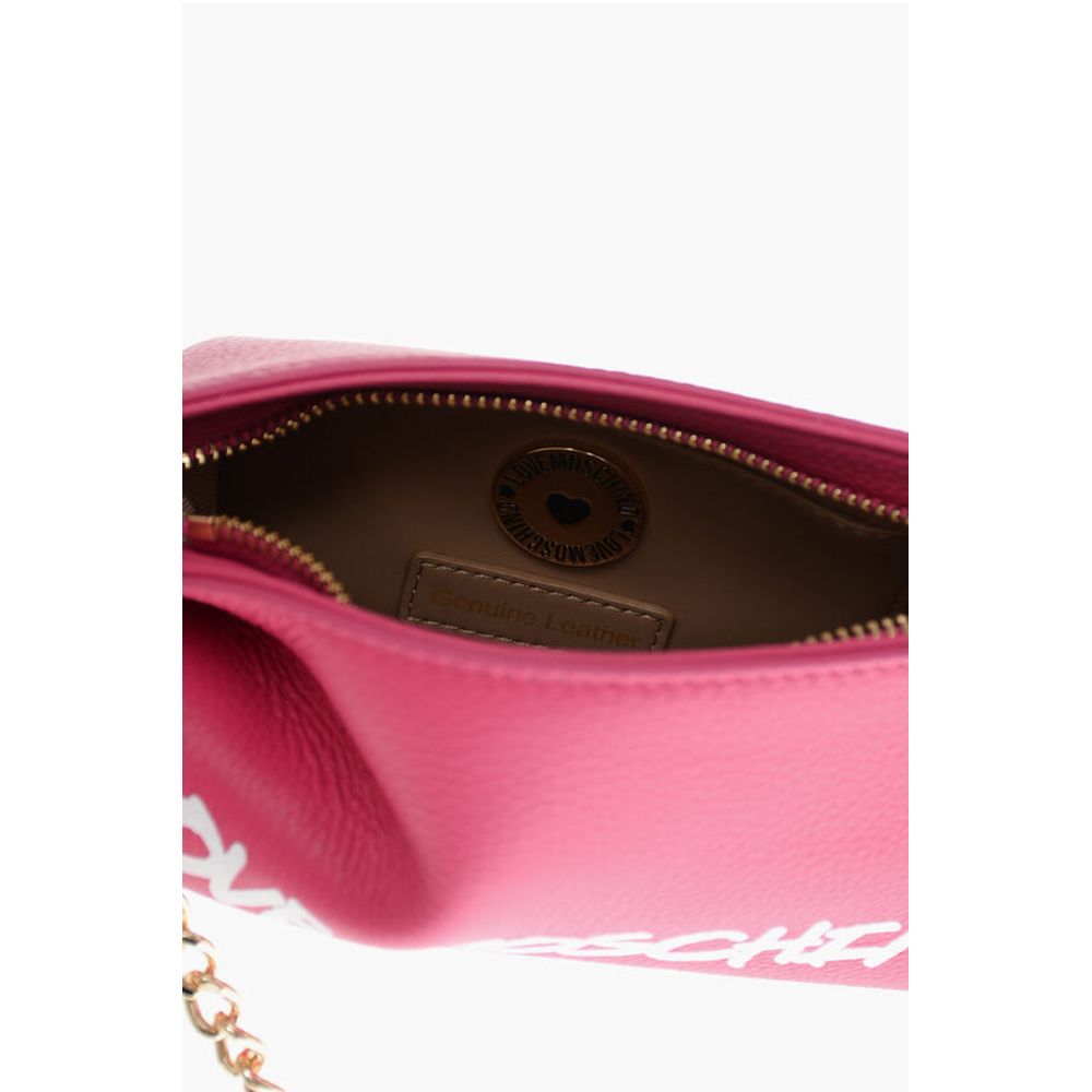 Moschino LOVE Textured Leather Shoulder Bag with Graffiti Logo-Print