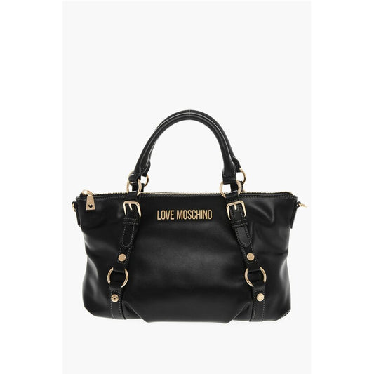 Moschino LOVE Faux Leather Bag with Removable Shoulder Strap and Gold