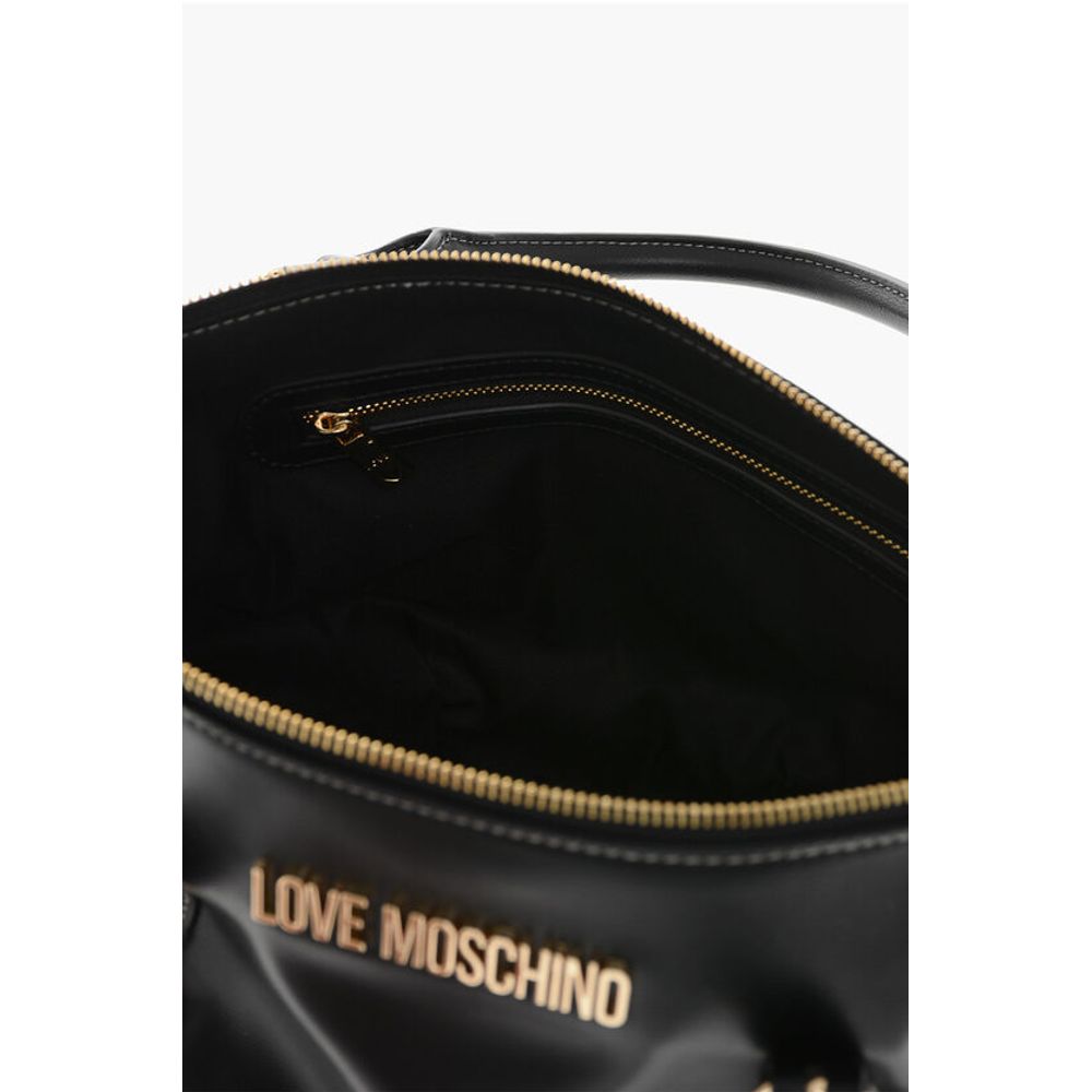 Moschino LOVE Faux Leather Bag with Removable Shoulder Strap and Gold