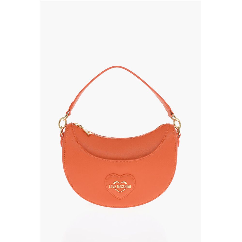 Moschino LOVE Saffiano Faux Leather hobo Bag with Embossed Heart