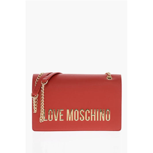 Moschino LOVE Faux Leather Shoulder Bag with Maxi Golden Logo