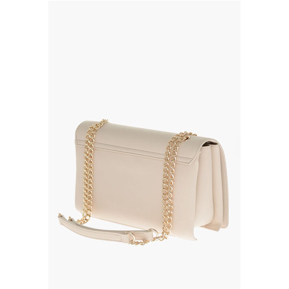 Moschino LOVE Faux Leather Shoulder Bag with Golden Lettering-Logo
