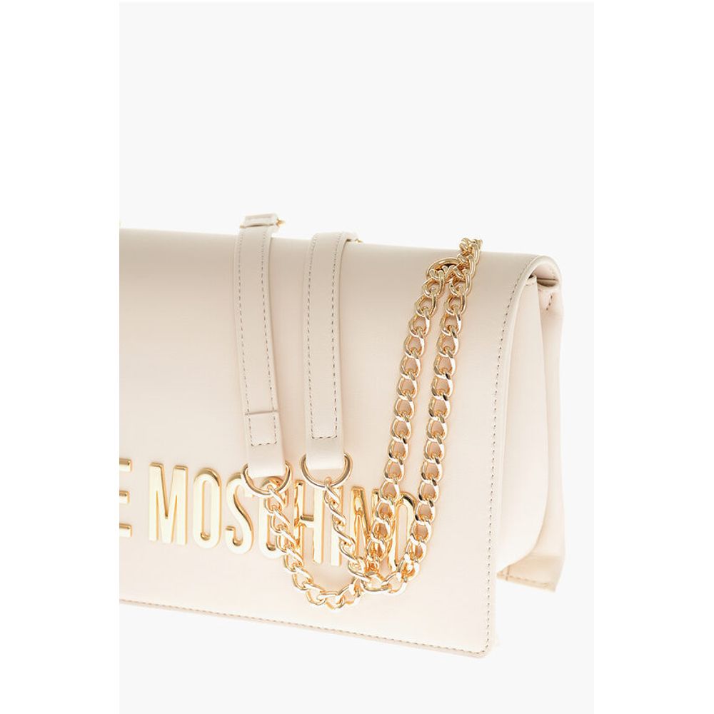 Moschino LOVE Faux Leather Shoulder Bag with Golden Lettering-Logo