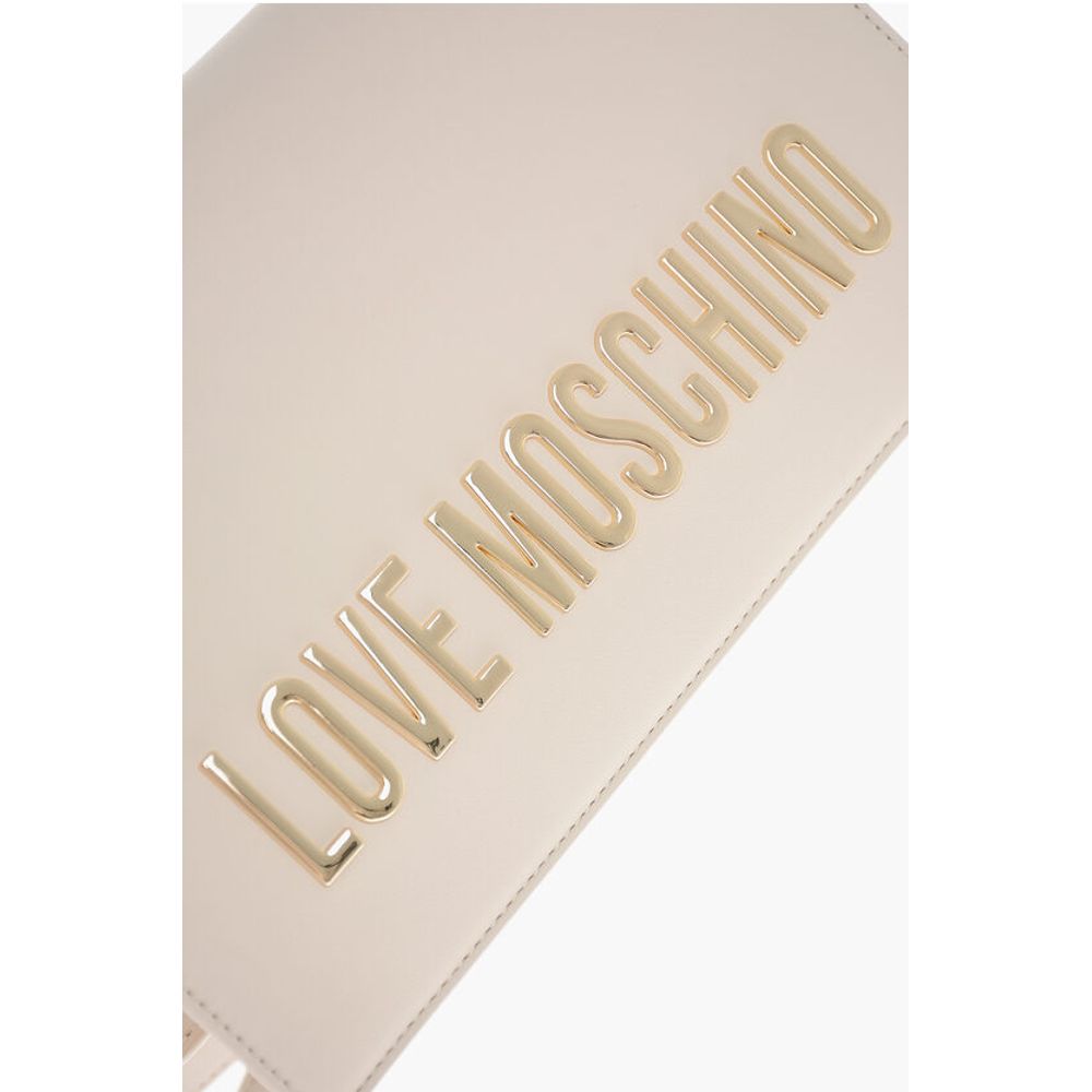 Moschino LOVE Faux Leather Shoulder Bag with Golden Lettering-Logo
