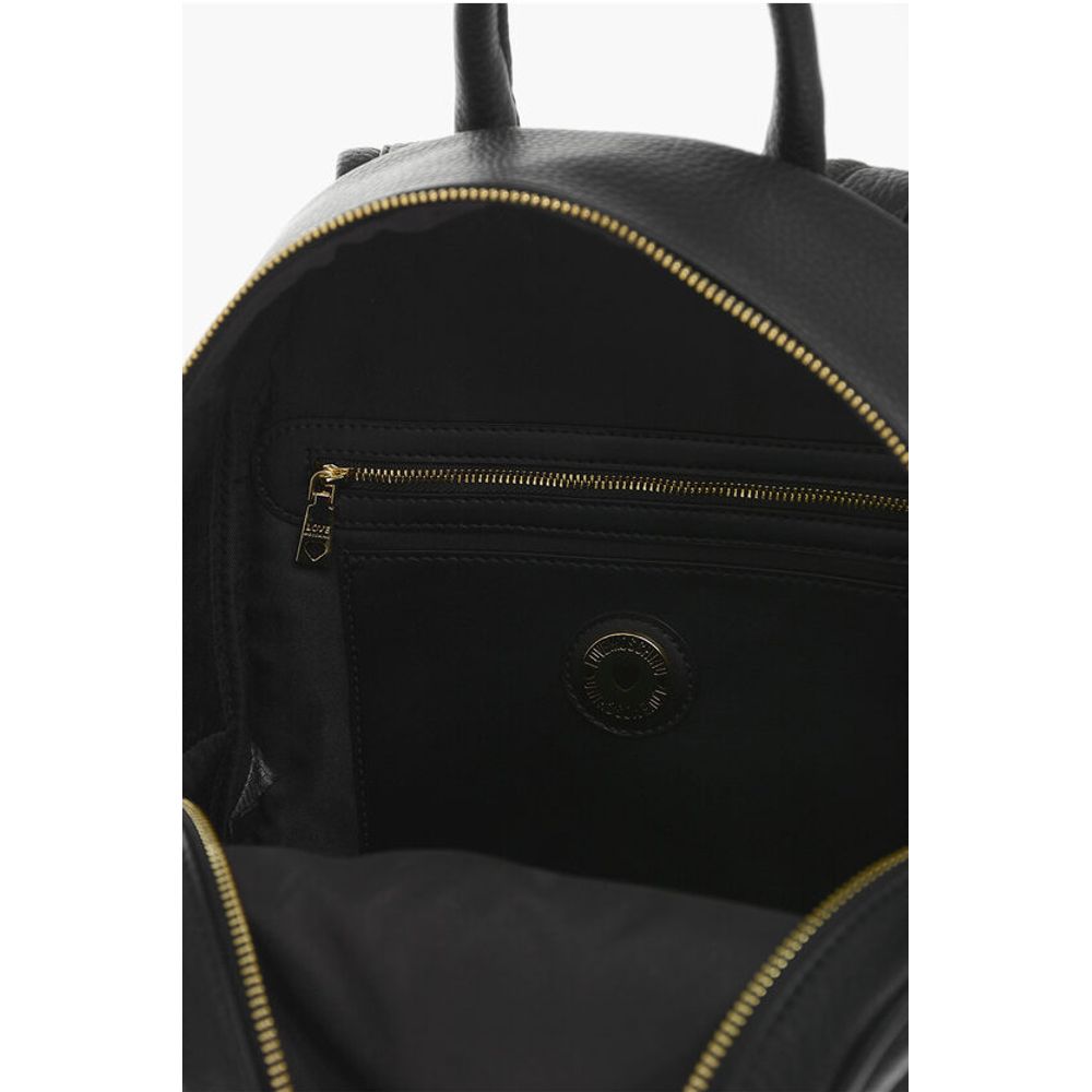 Moschino LOVE Textured Faux Leather Backpack with Embossed Logo