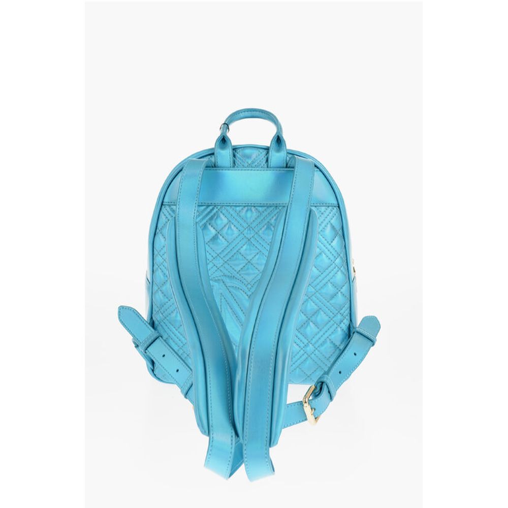 Moschino LOVE Quilted Laminated Faux Leather Backpack