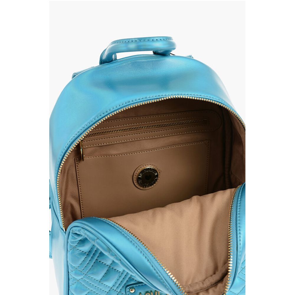 Moschino LOVE Quilted Laminated Faux Leather Backpack