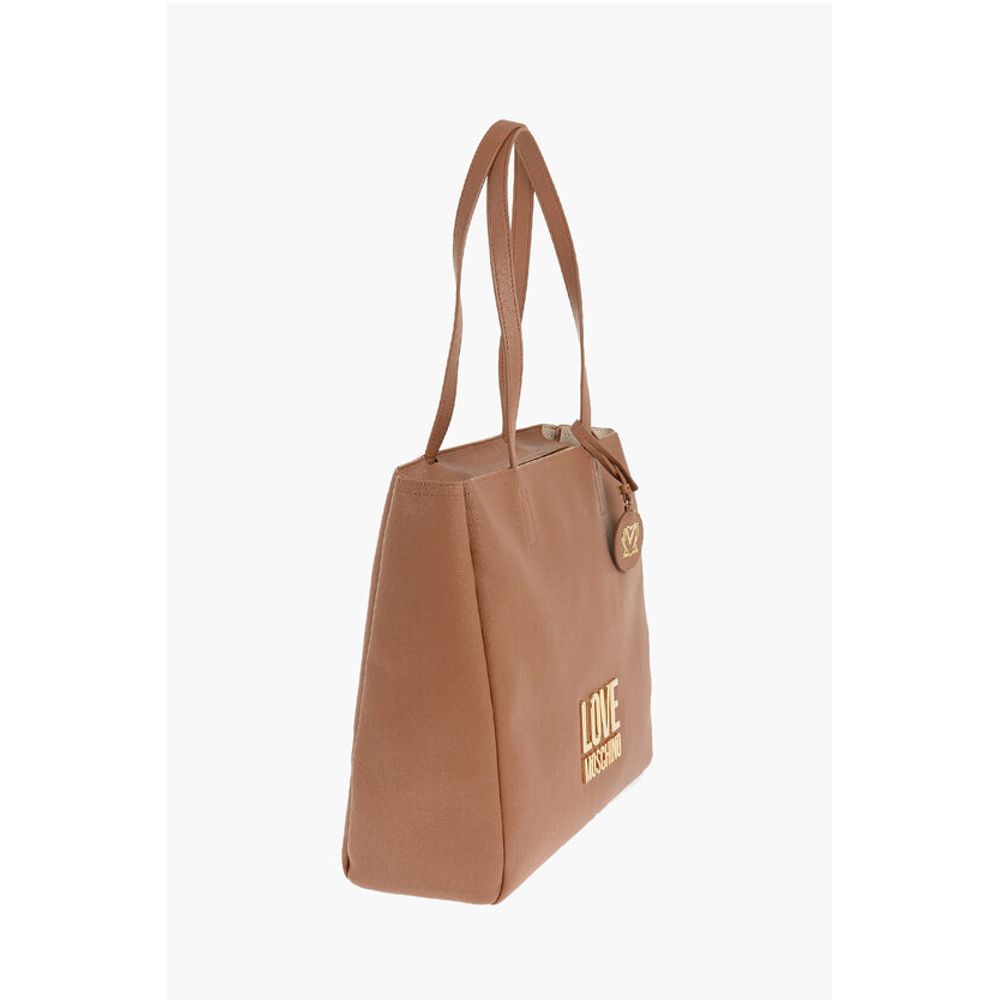 Moschino LOVE Faux Leather Shoulder Bag with Golden Logo
