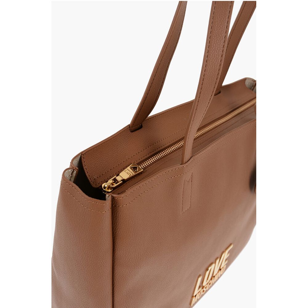 Moschino LOVE Faux Leather Shoulder Bag with Golden Logo