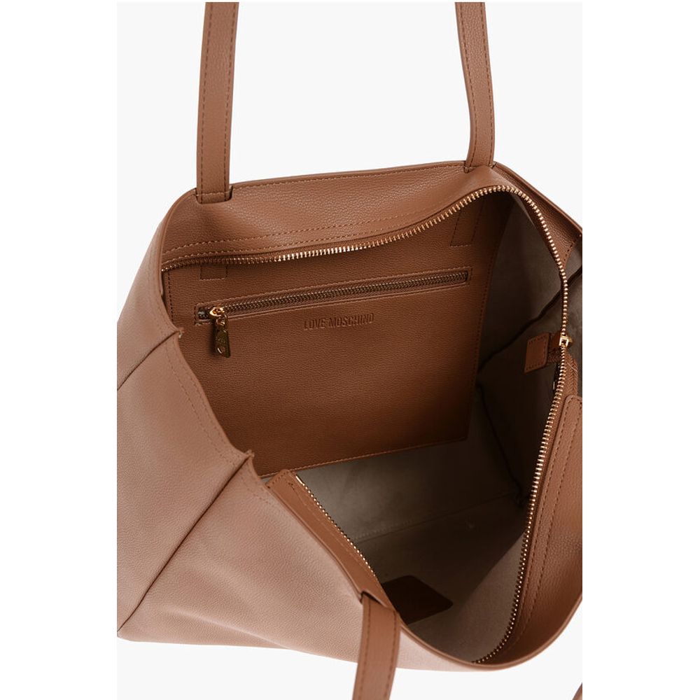 Moschino LOVE Faux Leather Shoulder Bag with Golden Logo