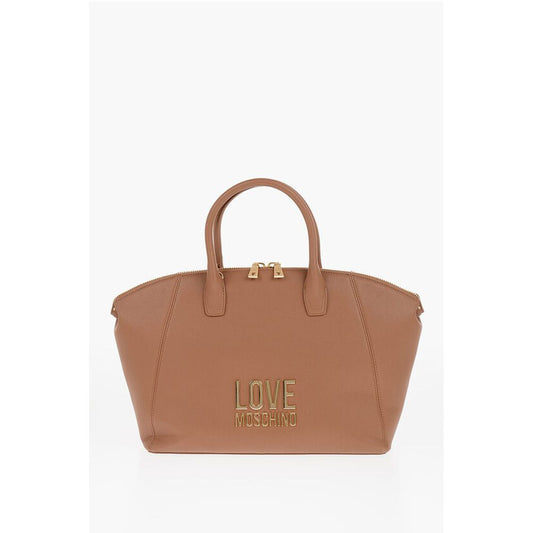 Moschino LOVE Faux Leather Tote Bag with Golden Logo