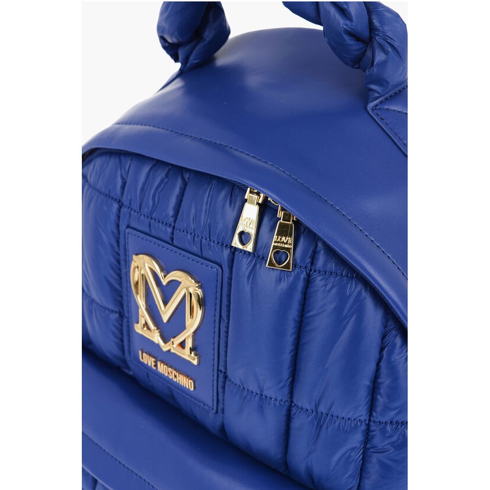 Moschino LOVE Quilted Nylon Backpack with Faux Leather Trims