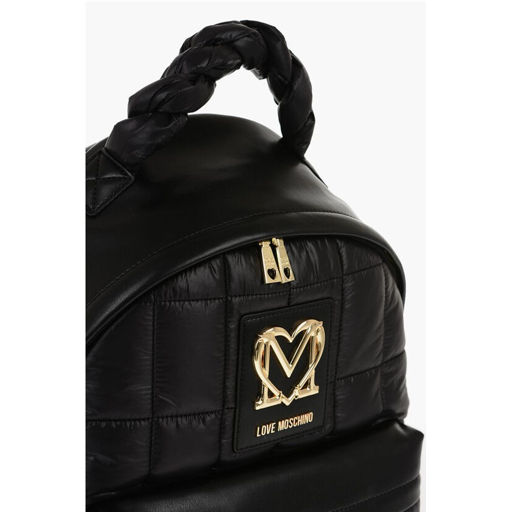 Moschino LOVE Quilted Nylon Backpack with Faux Leather Trims