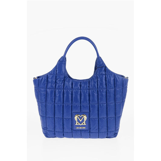 Moschino LOVE Quilted Nylon Tote Bag with Faux Leather Trims