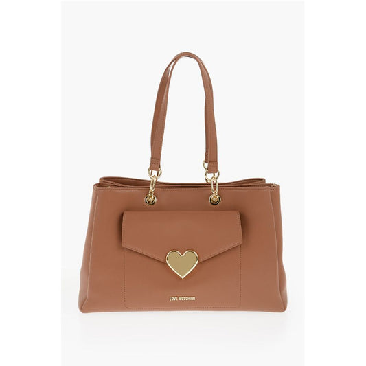 Moschino LOVE Faux Leather Tote Bag with Golden Logo