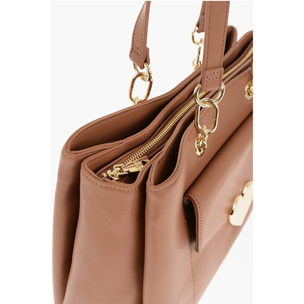 Moschino LOVE Faux Leather Tote Bag with Golden Logo