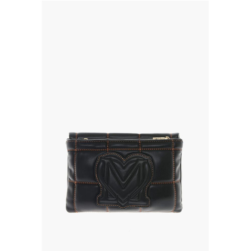 Moschino LOVE Faux Leather Clutch With Embossed and Golden Logo
