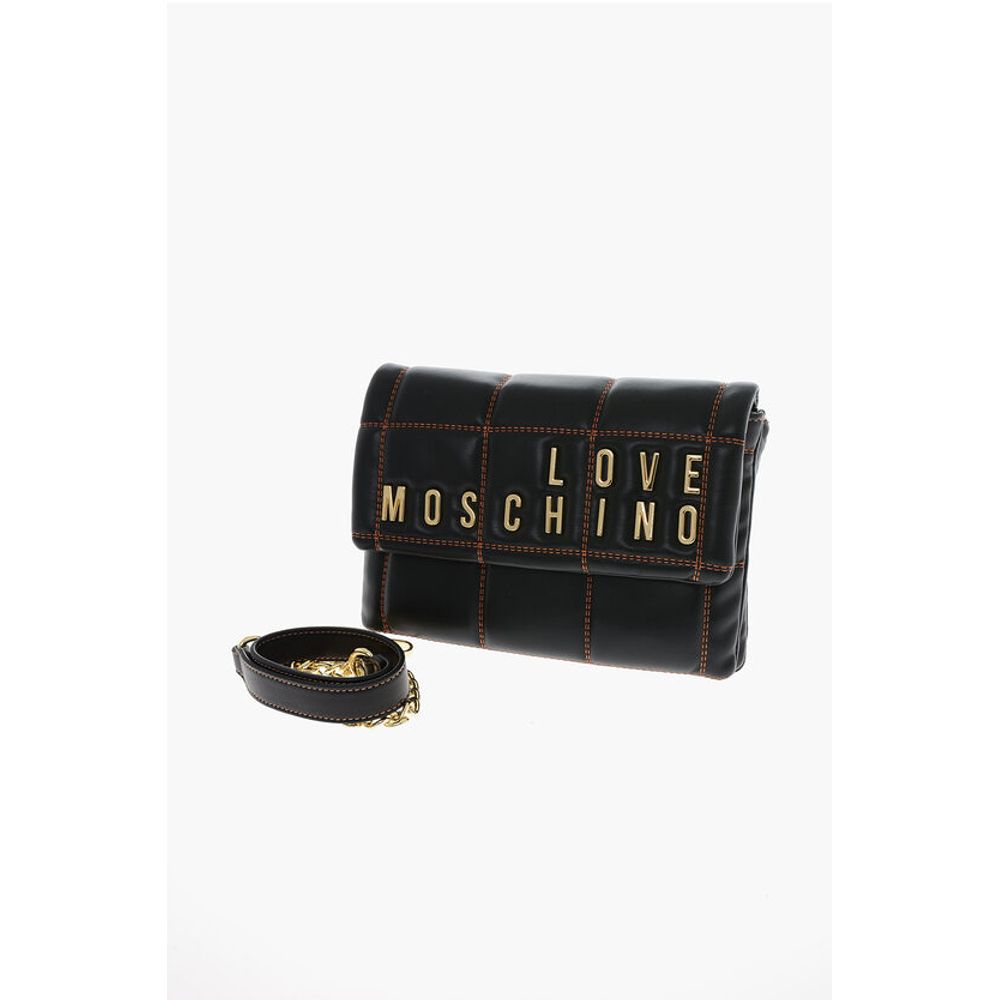 Moschino LOVE Faux Leather Clutch With Embossed and Golden Logo
