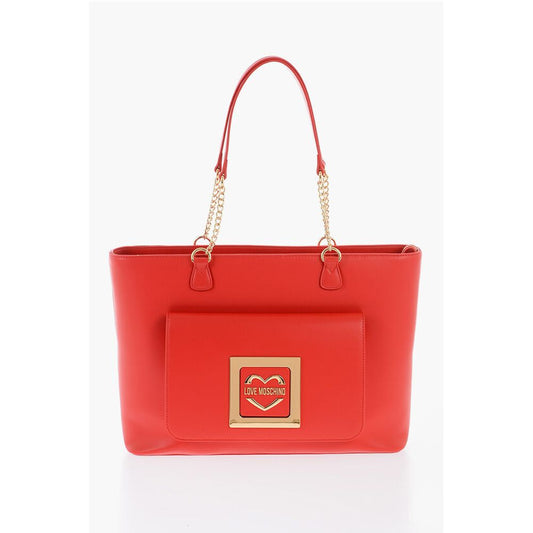 Moschino LOVE Faux Leather Tote Bag with Golden Details