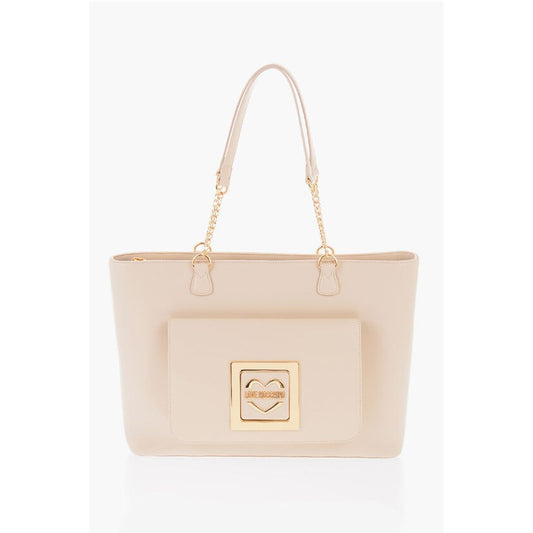Moschino LOVE Faux Leather Tote Bag with Golden Details