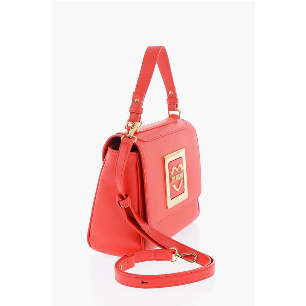 Moschino LOVE Faux Leather Shoulder Bag with Metal Golden Logo
