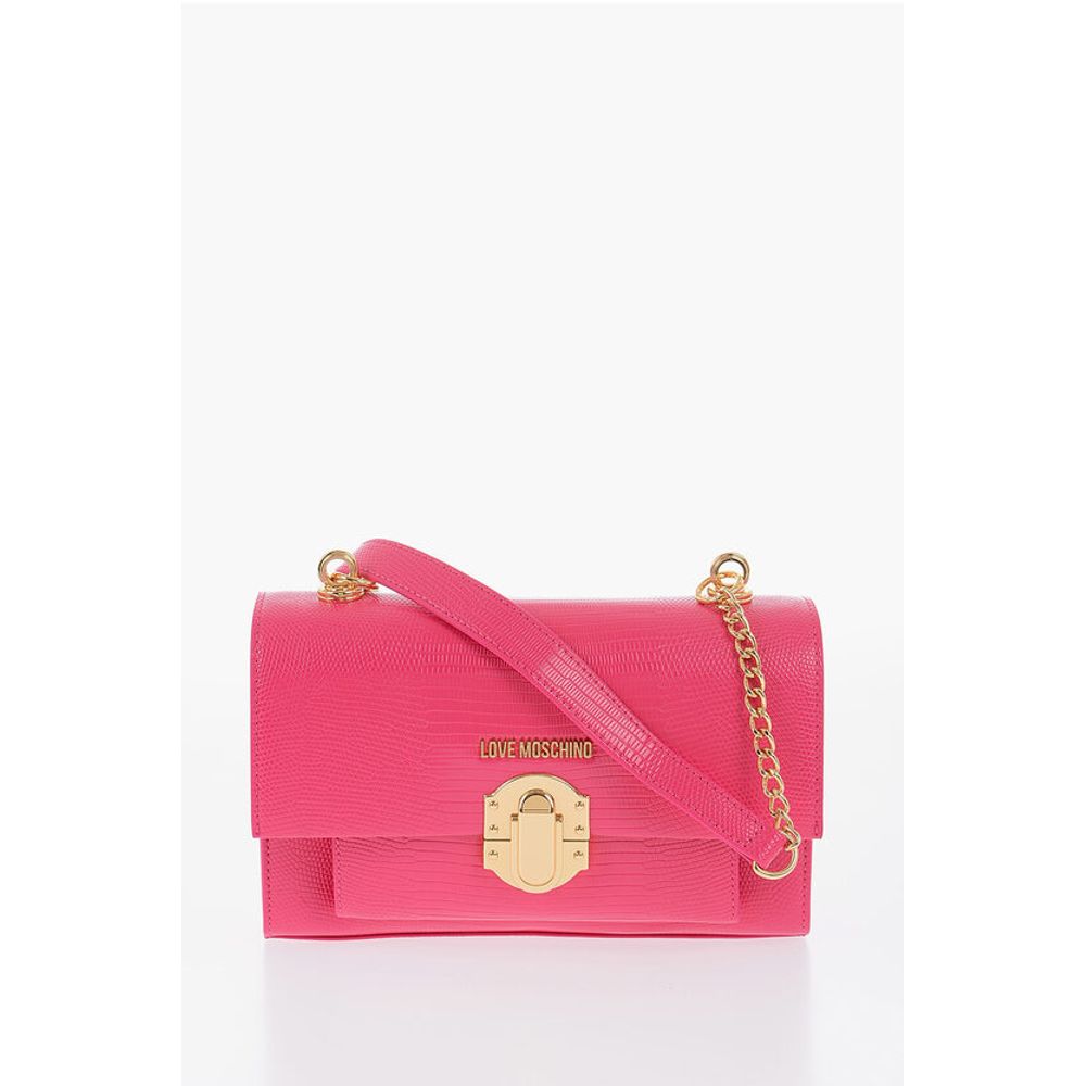 Moschino LOVE Faux Leather Shoulder Bag with Metal Magnetic Closure