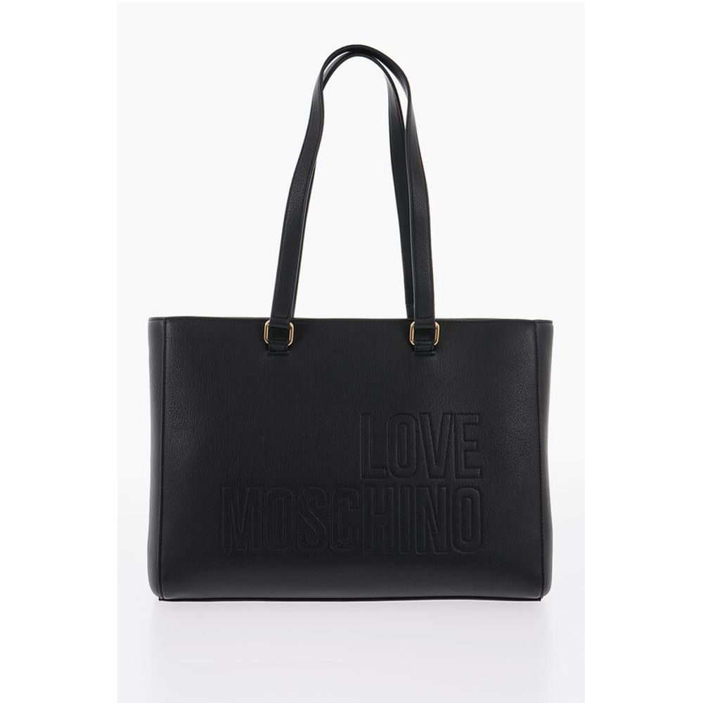 Moschino LOVE Faux Leather Tote Bag with Golden Details