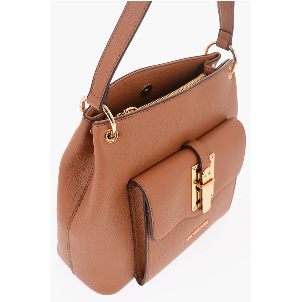 Moschino LOVE Faux Leather Shoulder Bag with Golden Details