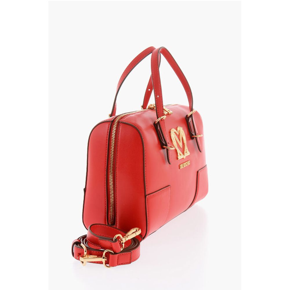 Moschino LOVE Faux Leather Handbag with Metal Golden Logo
