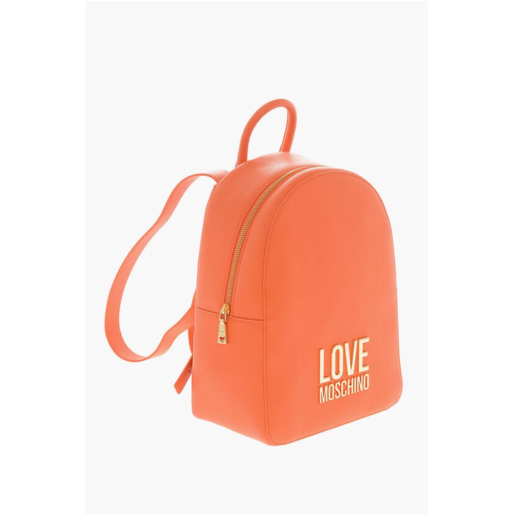 Moschino LOVE Textured Faux Leather Backpack with Golden Logo