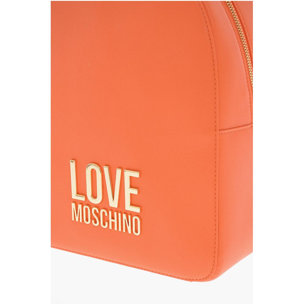 Moschino LOVE Textured Faux Leather Backpack with Golden Logo